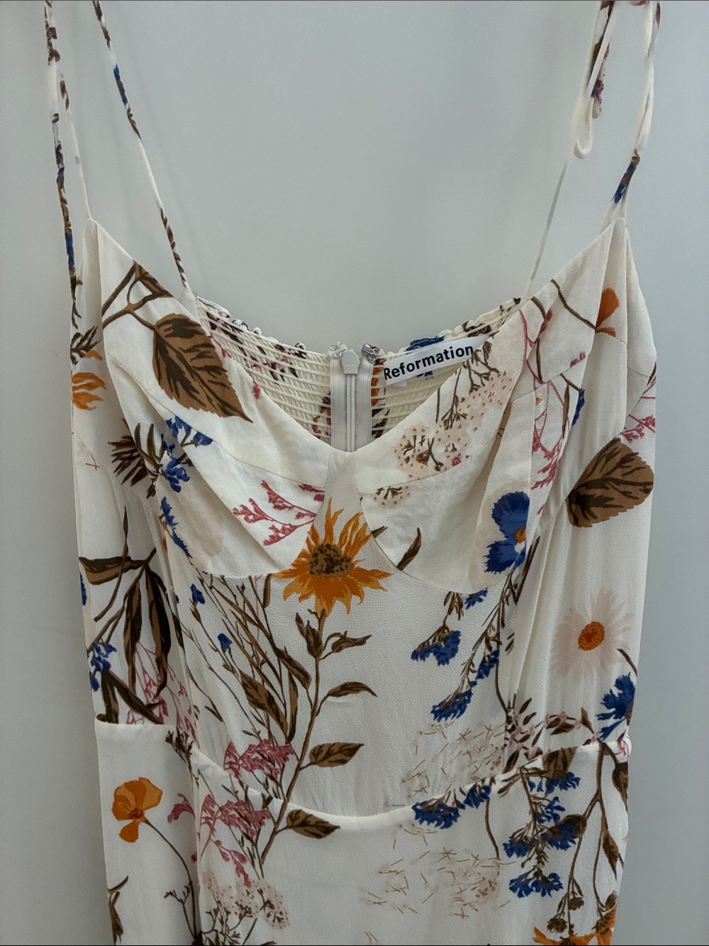 Reformation Kourtney Cream Floral Maxi Dress 10 EUC - Picture 6 of 16